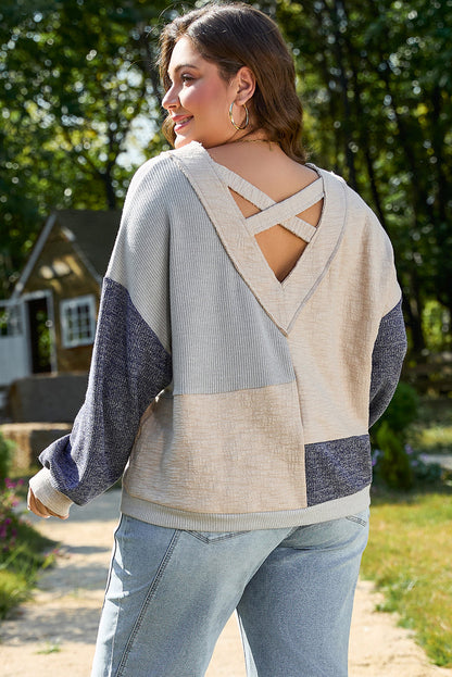 Elaina Plus Size Textured V Neck Top-1