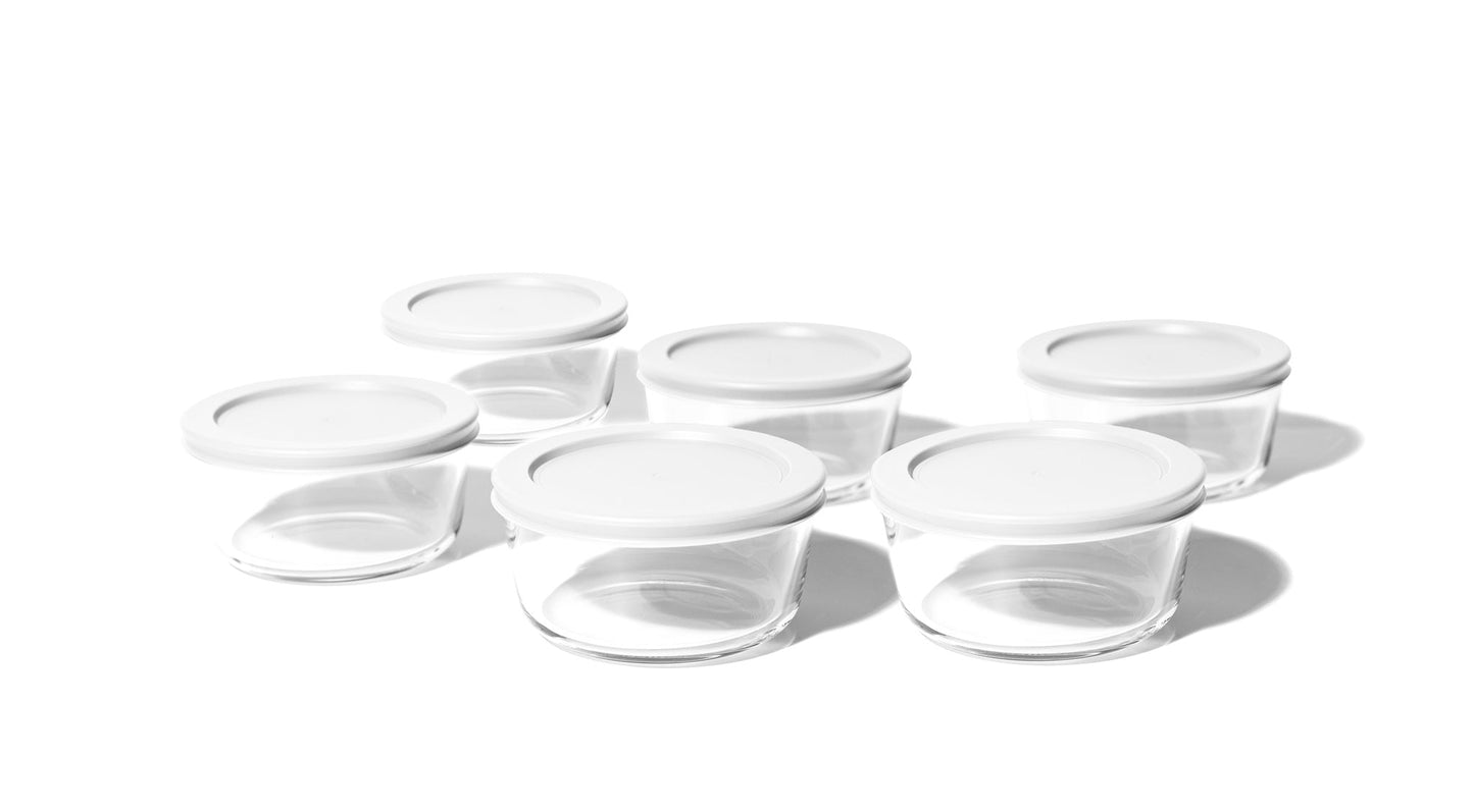 Glass Food Storage Containers - 12 Piece 2 Cup Set (6 Containers + 6 Lids), White-4