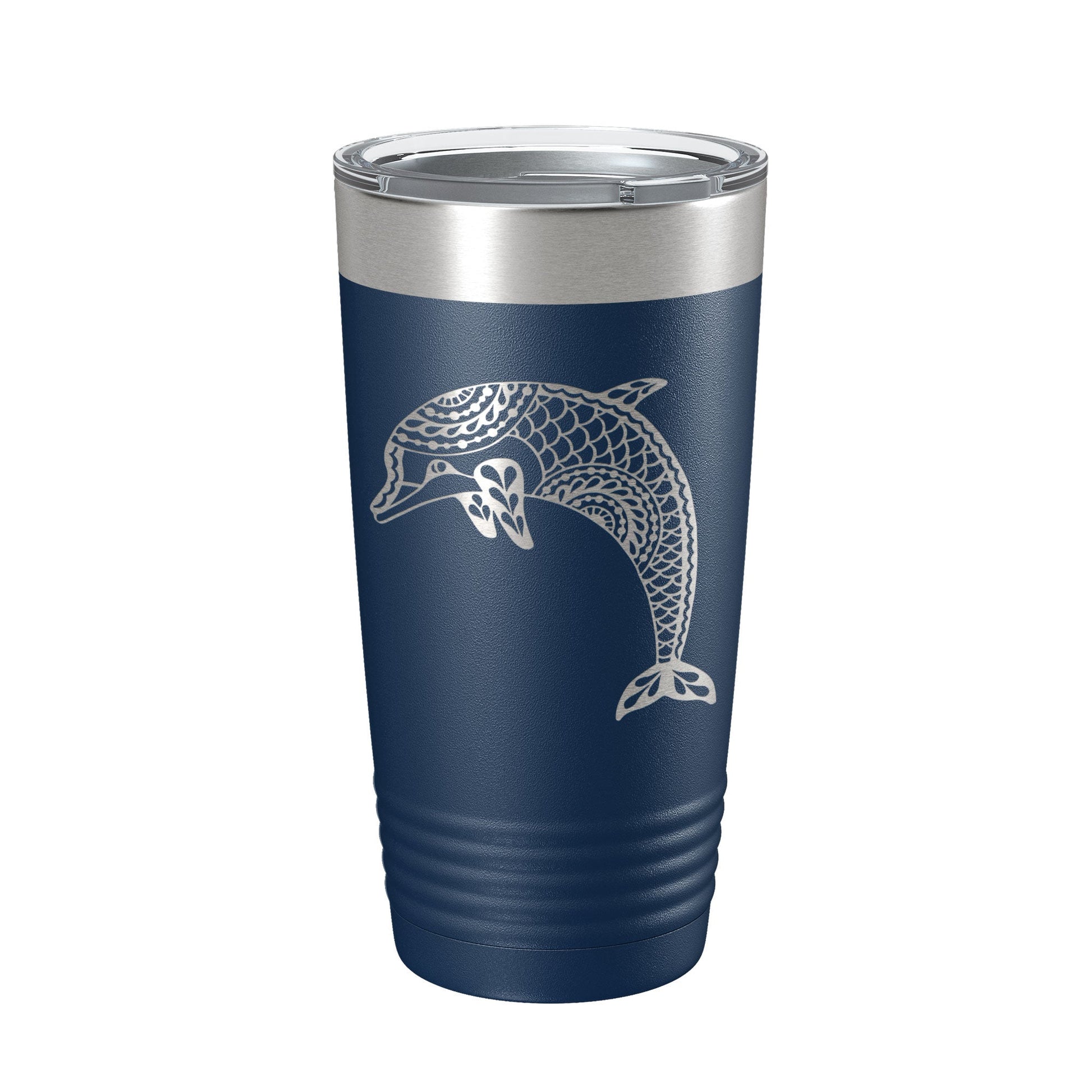 Dolphin Tumbler Zentangle Travel Mug Insulated Laser Engraved Coffee Cup 20 oz-2