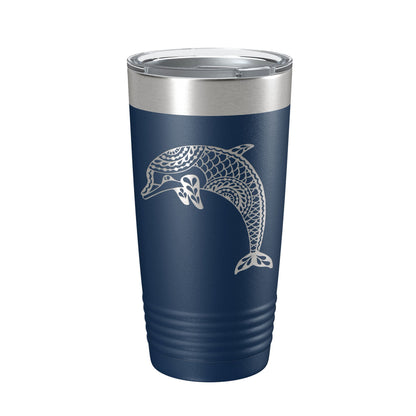 Dolphin Tumbler Zentangle Travel Mug Insulated Laser Engraved Coffee Cup 20 oz-2