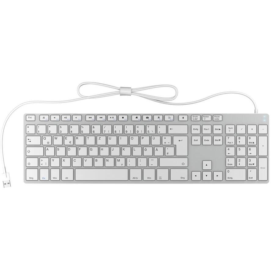 KeySonic KSK-8022BT klávesnica Bluetooth QWERTZ Nemecký Strieborná (60395)-0