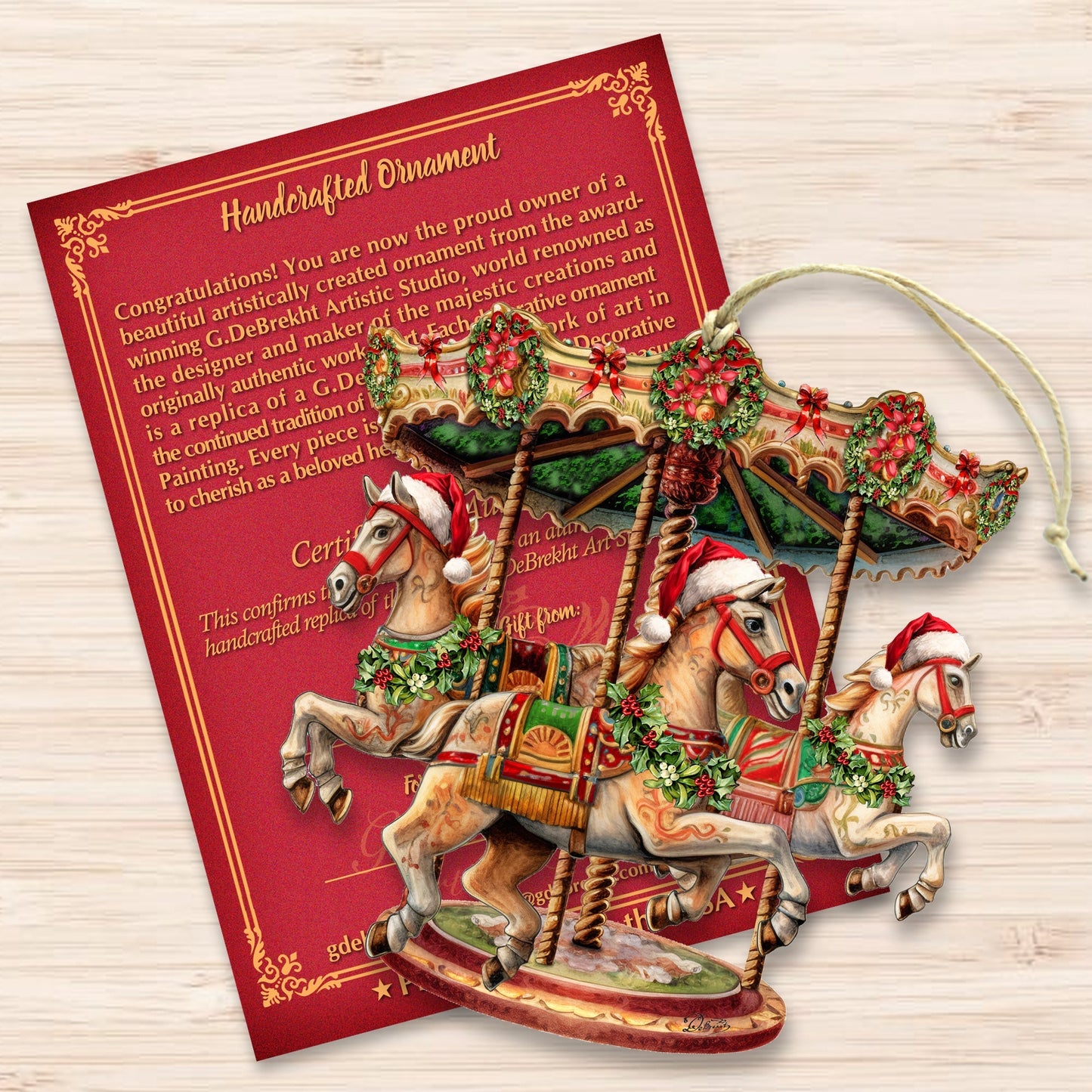 Christmas Carousel Wooden Ornaments by G. Debrekht Christmas Decor - 8611030-4