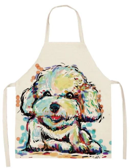 Nordic Polyester Dog Print Apron for Adults
