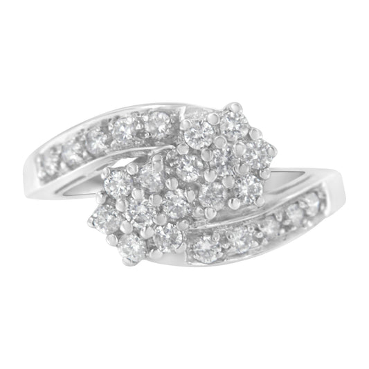14KT White Gold Diamond Cluster Ring Band (7/8 cttw, H-I Color, I1-I2 Clarity)-0