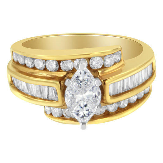 14KT Two-Toned Diamond Cocktail Ring (1 1/3 cttw, H-I Color, SI1-SI2 Clarity)-0