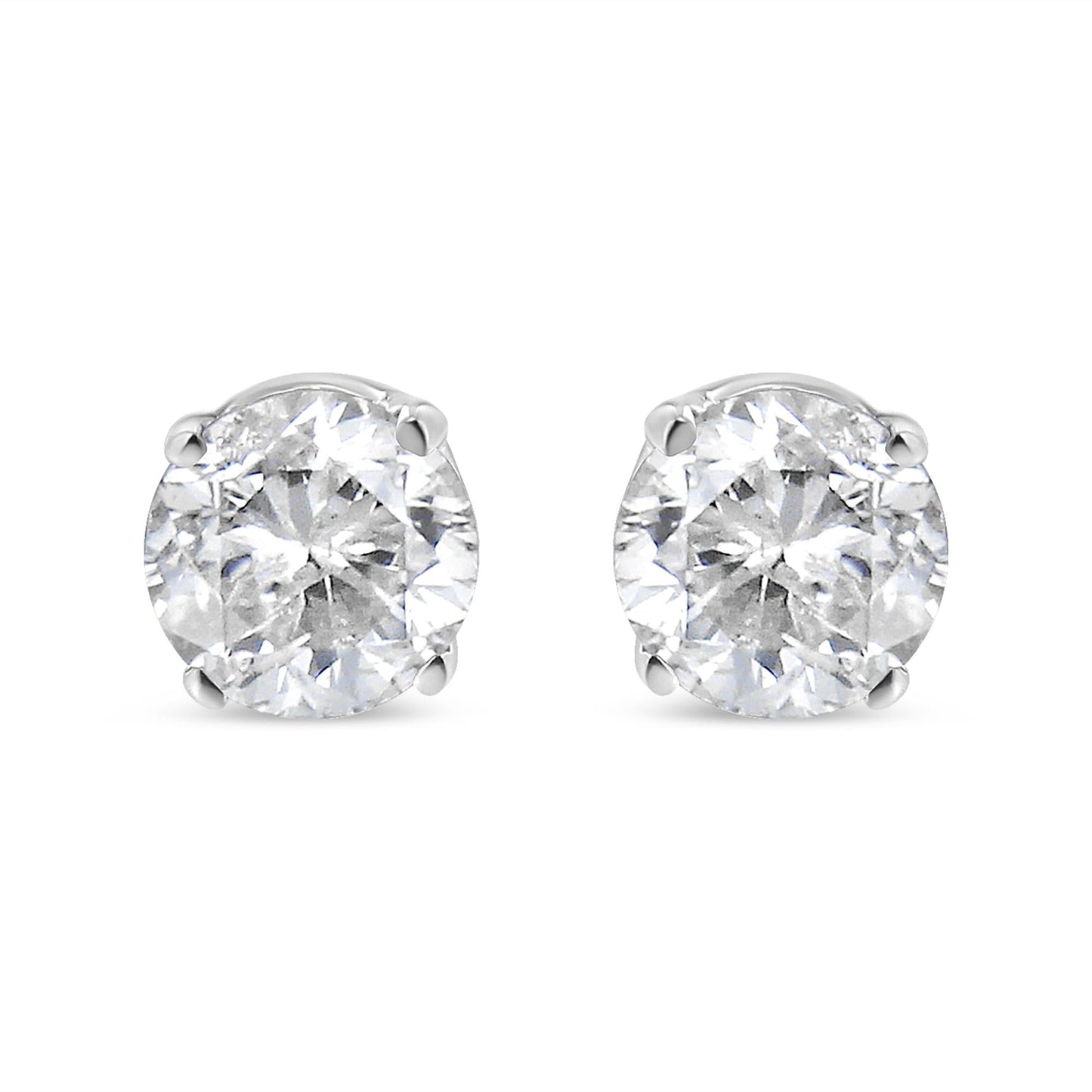 IGI Certified 1.00 Cttw Round Brilliant-Cut Diamond 14K White Gold Classic 4-Prong Solitaire Stud Earrings (H-I Color, I1-I2 Clarity)-0