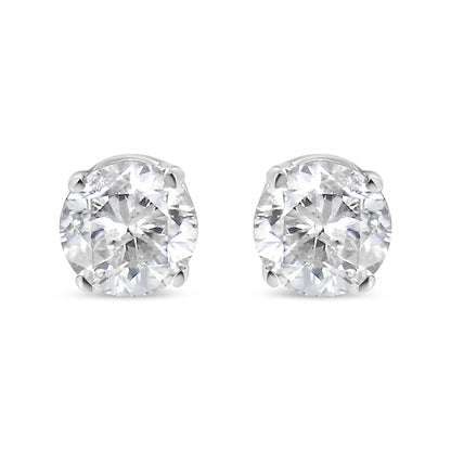AGS Certified 14K White Gold 1.0 Cttw 4-Prong Set Brilliant Round-Cut Solitaire Diamond Push Back Stud Earrings (G-H Color, SI2-I1 Clarity)-0