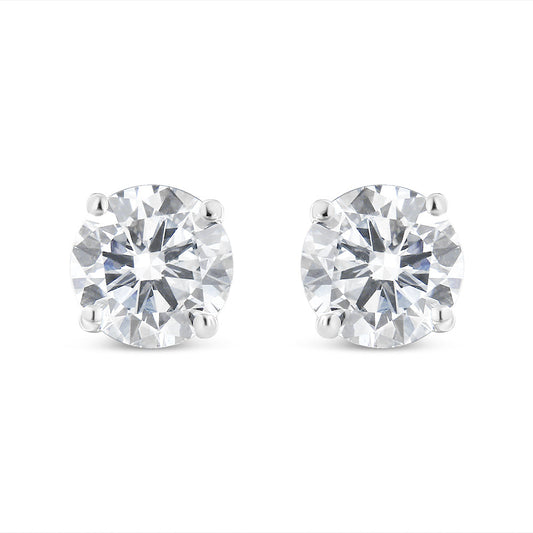 14K White Gold 1-1/2 Cttw Round Brilliant-Cut Near Colorless Diamond Classic 4-Prong Stud Earrings with Screw Backs (H-I Color, SI1-SI2 Clarity)-0