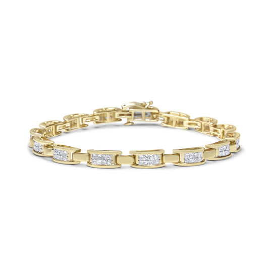 14K Yellow Gold Princess-Cut Diamond Links of Love Bracelet (2.00 cttw, H-I Color, SI2-I1 Clarity)-0
