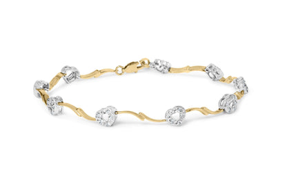10k Two-Tone Gold 1/3 Cttw Diamond Pave Set Heart S-Link 7.25" Bracelet (I-J Color, I2-I3 Clarity)-0