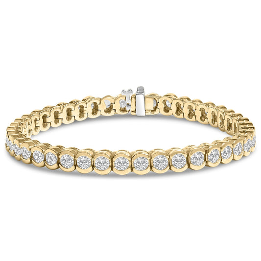 14K Yellow Gold 8.00 Cttw Half Bezel Set Diamond Tennis Bracelet (H-I Color, SI2-I1 Clarity) - 7" Inches-0