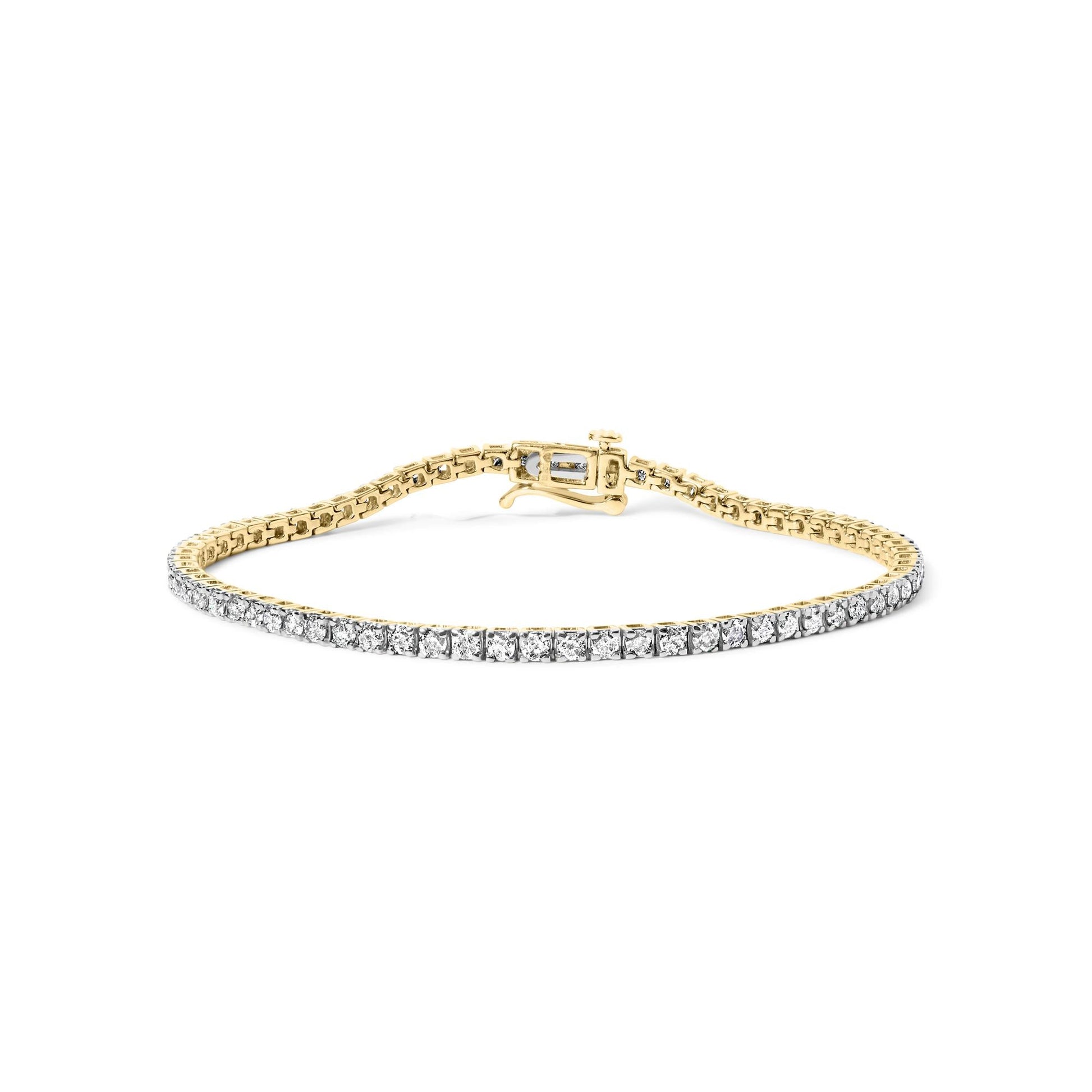 10K Yellow Gold Classic 3.0 Cttw Classic Diamond Tennis Bracelet (J-K Color, I2-I3 Clarity)  - 7.25" Inches-0