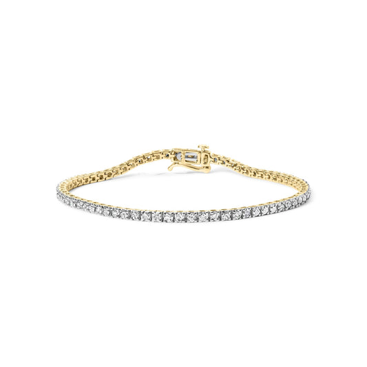 10K Yellow Gold Classic 3.0 Cttw Classic Diamond Tennis Bracelet (J-K Color, I2-I3 Clarity)  - 7.25" Inches-0