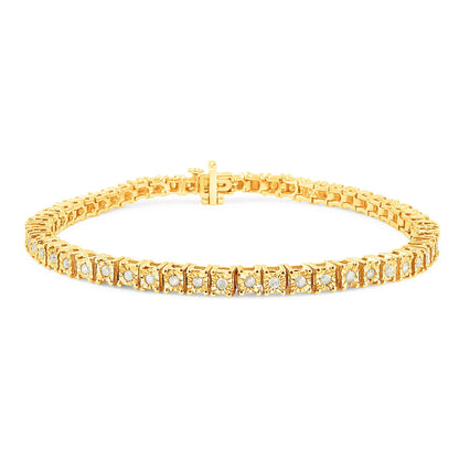 .925 Sterling Silver 1.0 Cttw Diamond Square Frame Miracle-Set Tennis Bracelet (I-J Color, I3 Clarity) - 8"-2