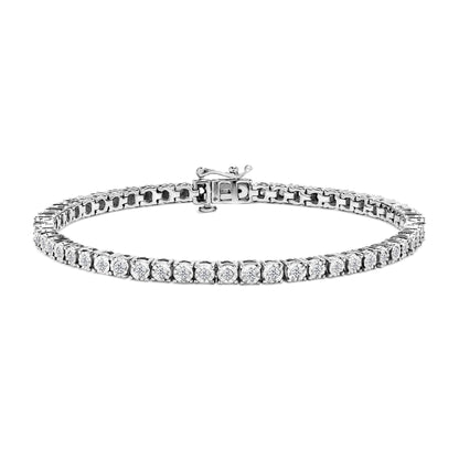 IGI Certified .925 Sterling Silver 1.0 Cttw Miracle-Set Diamond Round Miracle Plate Tennis Bracelet (I-J Color, I3 Clarity)-0