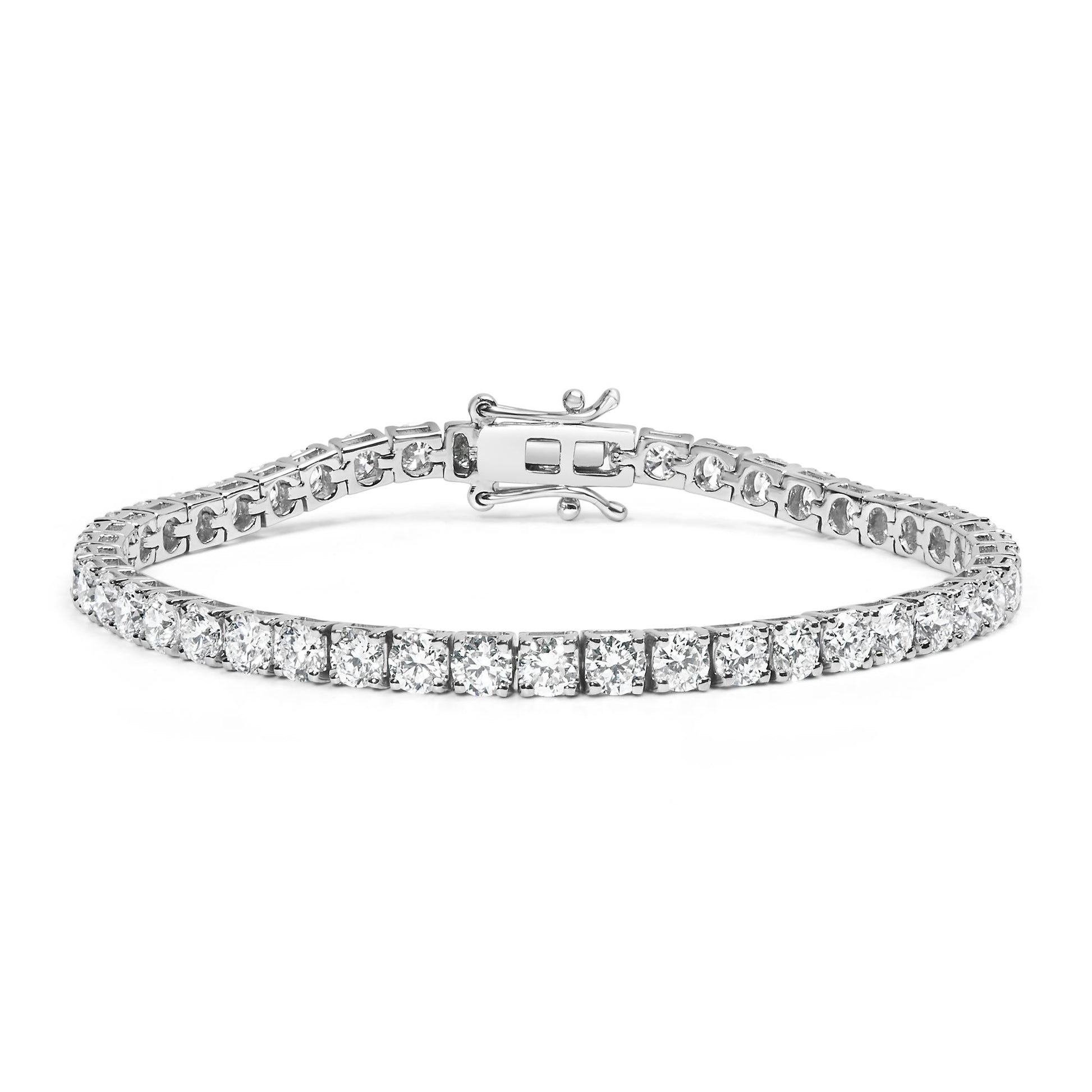 14K White Gold 4-Prong Set Lab Grown Round Diamond Classic Tennis Bracelet (F-G Color, VS1-VS2 Clarity) - 7.25"-4