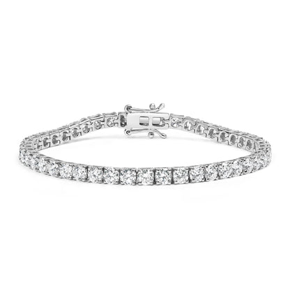 14K White Gold 4-Prong Set Lab Grown Round Diamond Classic Tennis Bracelet (F-G Color, VS1-VS2 Clarity) - 7.25"-4