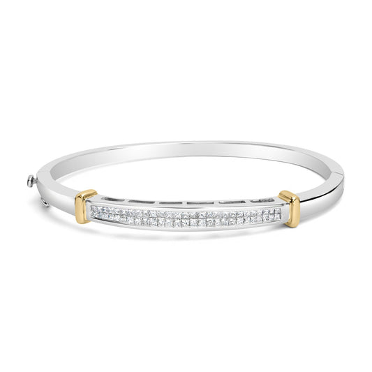 14K Two-Toned Gold Princess Cut Diamond Fashion Bangle (1 cttw, H-I Color, SI1-SI2 Clarity)-0