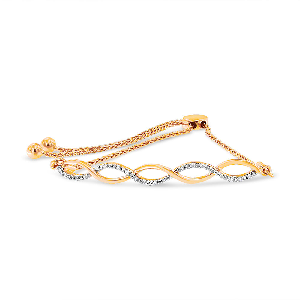 .925 Sterling Silver Diamond Infinity Twist 4”-10” Adjustable Bolo Bracelet (I-J Color, I2-I3 Clarity)-1