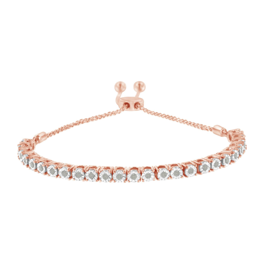 .925 Sterling Silver 1/4 Cttw Miracle-Set Diamond 4”-10” Adjustable Bolo Tennis Bracelet (I-J Color, I3 Clarity)-0