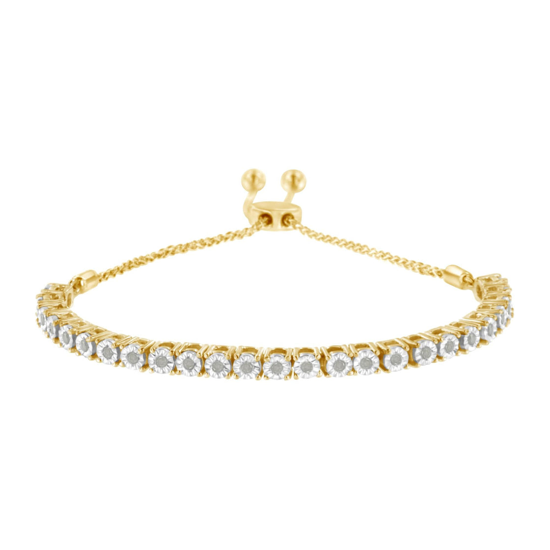 .925 Sterling Silver 1/4 Cttw Miracle-Set Diamond 4”-10” Adjustable Bolo Tennis Bracelet (I-J Color, I3 Clarity)-2