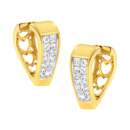 14K Yellow Gold Diamond Huggy Earrings (1/2 cttw, H-I Color, SI2-I1 Clarity)-0