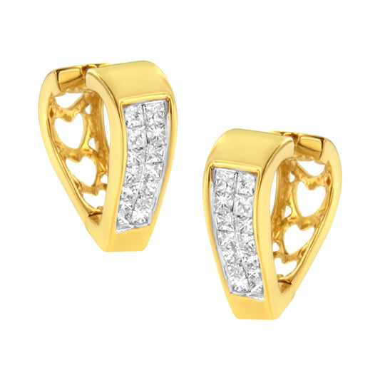 14K Yellow Gold Diamond Huggy Earrings (1/2 cttw, H-I Color, SI2-I1 Clarity)-0