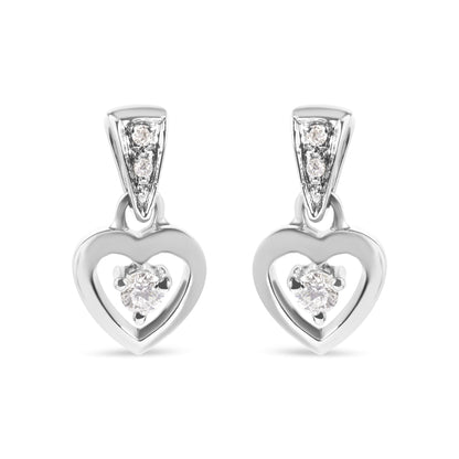 14K White Gold 1/6 Cttw Diamond Dangle Heart Stud Earrings (H-I, SI2-I1)-0