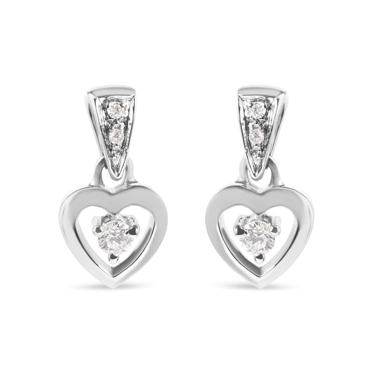 14K White Gold 1/6 Cttw Diamond Dangle Heart Stud Earrings (H-I, SI2-I1)-0