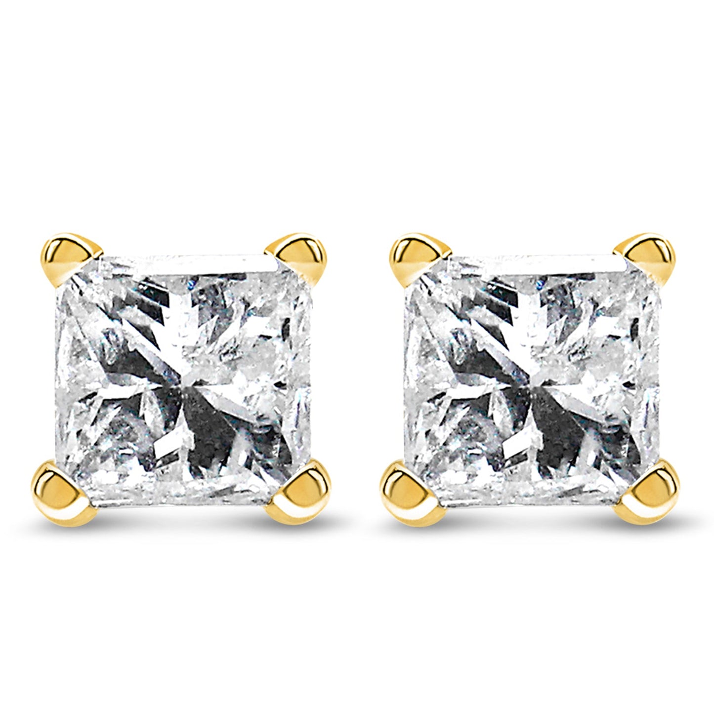 IGI Certified 3/8 Cttw Princess-Cut Square Diamond 4-Prong Solitaire Stud Earrings in 14K Yellow Gold (K-L Color, I1-I2 Clarity)-0