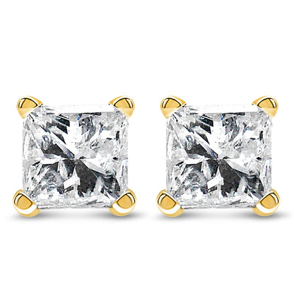 IGI Certified 3/8 Cttw Princess-Cut Square Diamond 4-Prong Solitaire Stud Earrings in 14K Yellow Gold (K-L Color, I1-I2 Clarity)-0