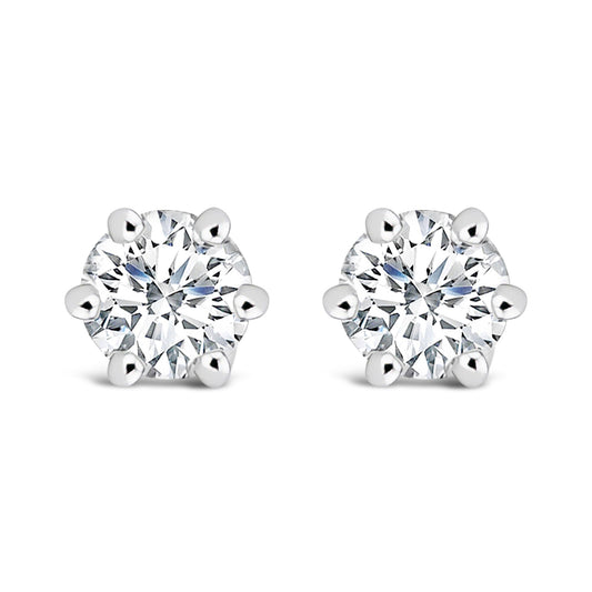 14K White Gold 1/2 Cttw Lab-Grown Diamond 6 Prong Hidden Halo Stud Earrings (F-G Color, VS1-VS2 Clarity)-0