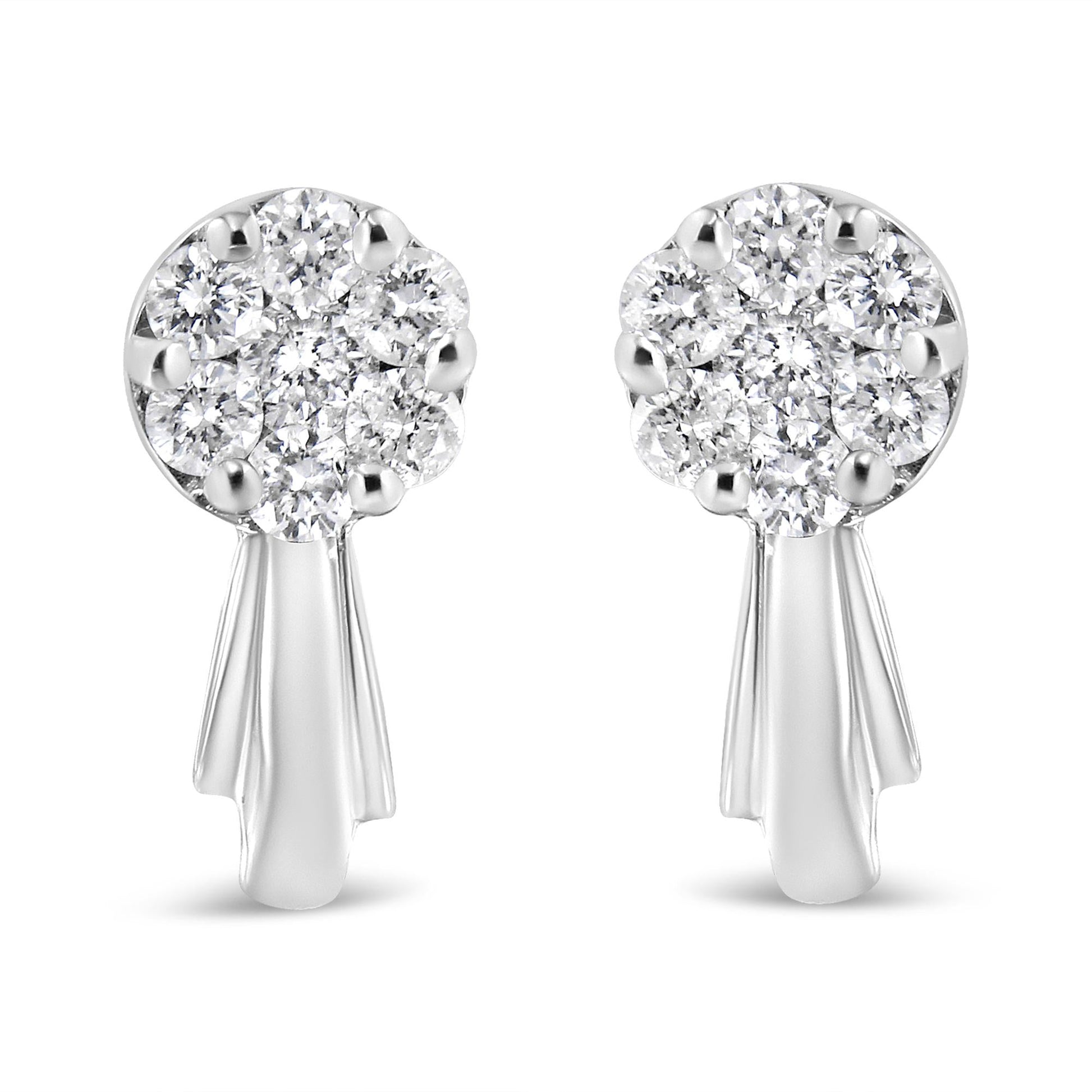 14K Gold 3/4 Cttw Diamond Floral Cluster Drop and Dangle Stud Earrings (H-I Color, I1-I2 Clarity)-0