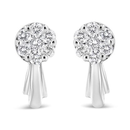 14K Gold 3/4 Cttw Diamond Floral Cluster Drop and Dangle Stud Earrings (H-I Color, I1-I2 Clarity)-0