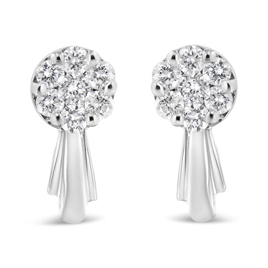 14K Gold 3/4 Cttw Diamond Floral Cluster Drop and Dangle Stud Earrings (H-I Color, I1-I2 Clarity)-0