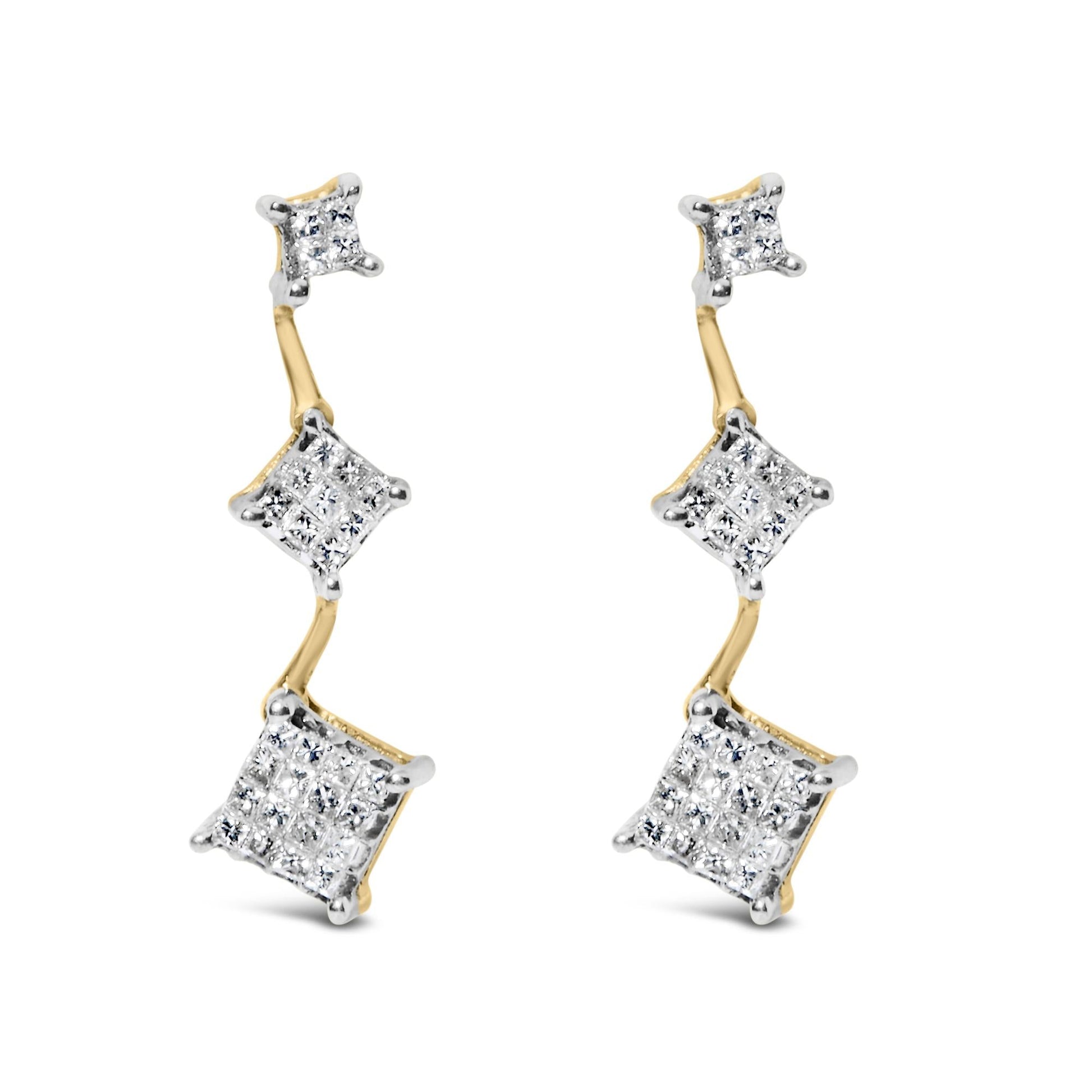 14K Yellow Gold 1 cttw Princess Cut Diamond Earrings (H-I, SI1-SI2)-0
