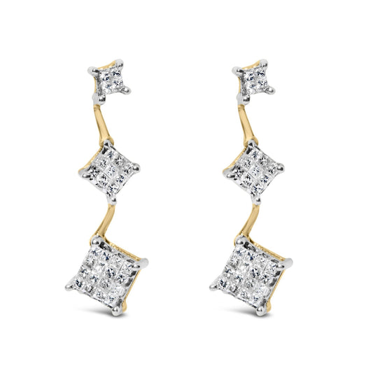 14K Yellow Gold 1 cttw Princess Cut Diamond Earrings (H-I, SI1-SI2)-0