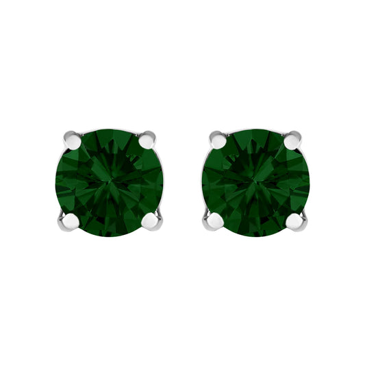 14K Gold Lab Grown Green Diamond Classic Solitaire Stud Earrings-0