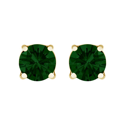 14K Gold Lab Grown Green Diamond Classic Solitaire Stud Earrings-3