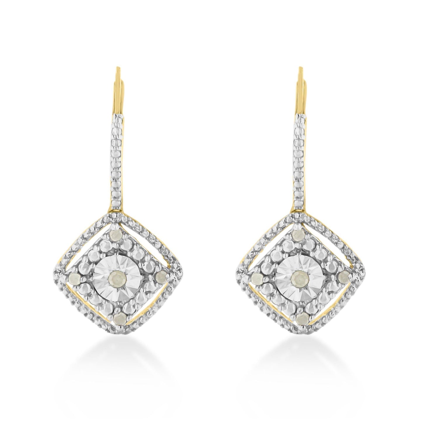 Sterling Silver Rose Diamond Dangle Earring (0.25 cttw, I-J Color, I2-I3 Clarity)-0