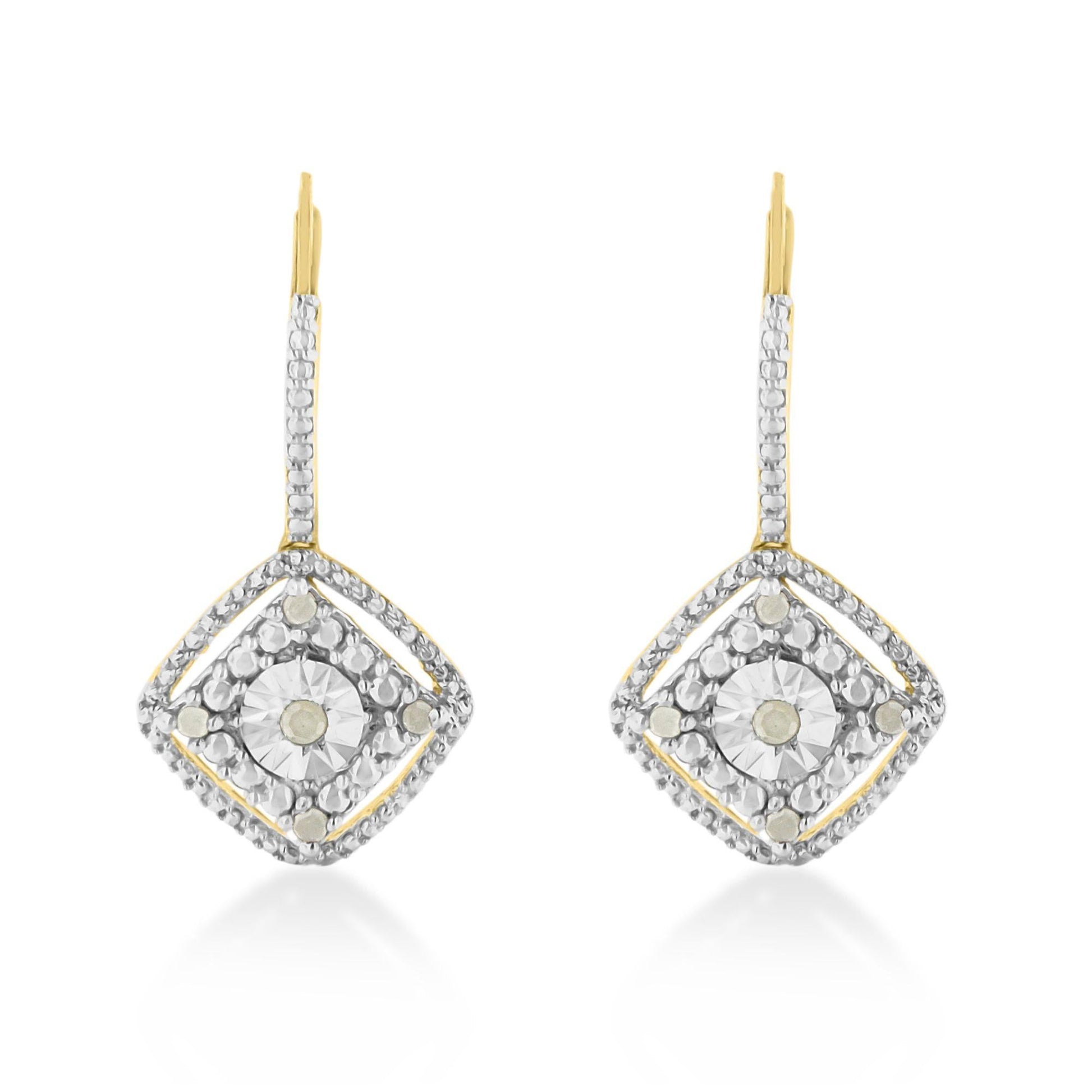 Sterling Silver Rose Diamond Dangle Earring (0.25 cttw, I-J Color, I2-I3 Clarity)-0