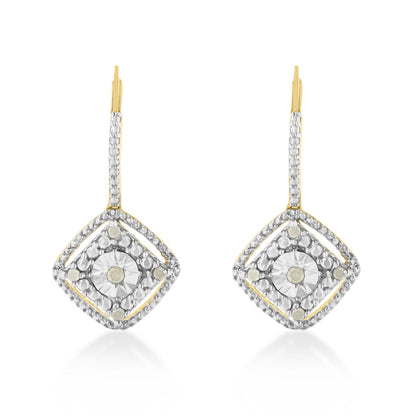 Sterling Silver Rose Diamond Dangle Earring (0.25 cttw, I-J Color, I2-I3 Clarity)-0