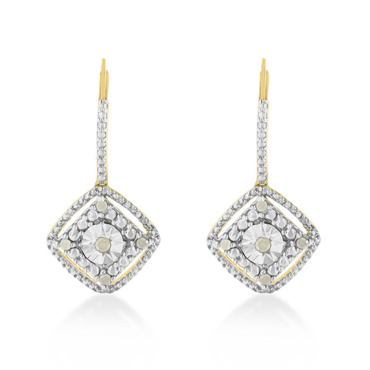 Sterling Silver Rose Diamond Dangle Earring (0.25 cttw, I-J Color, I2-I3 Clarity)-0