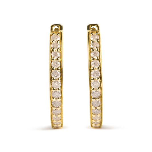 10K Yellow Gold 1/2 Cttw Round-Cut Diamond Hoop Earrings (I-J Color, I2-I3 Clarity)-0