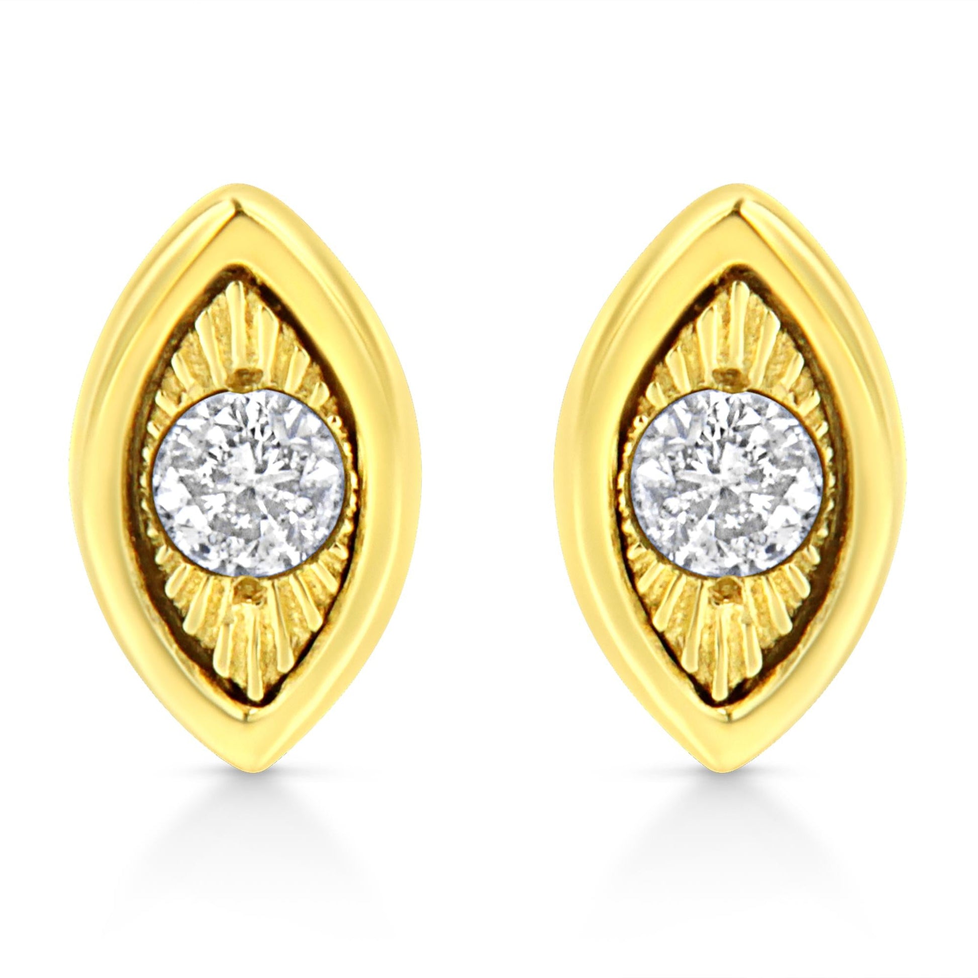 10K Yellow Gold Plated .925 Sterling Silver 1/10 Cttw Miracle-Set Diamond Stud Earrings - Choice of Shapes-0