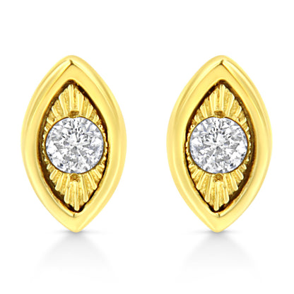 10K Yellow Gold Plated .925 Sterling Silver 1/10 Cttw Miracle-Set Diamond Stud Earrings - Choice of Shapes-0