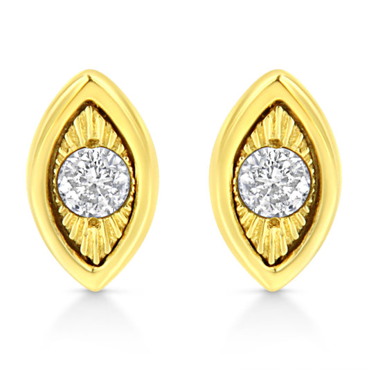 10K Yellow Gold Plated .925 Sterling Silver 1/10 Cttw Miracle-Set Diamond Stud Earrings - Choice of Shapes-0