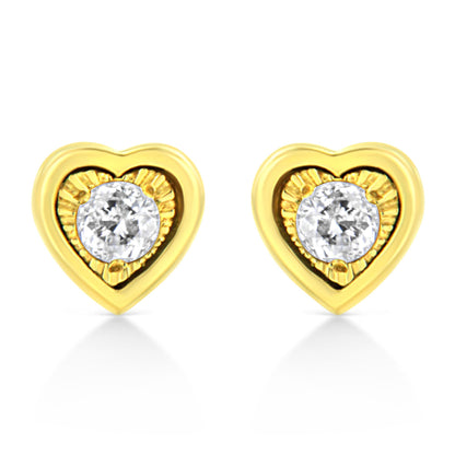 10K Yellow Gold Plated .925 Sterling Silver 1/10 Cttw Miracle-Set Diamond Stud Earrings - Choice of Shapes-3