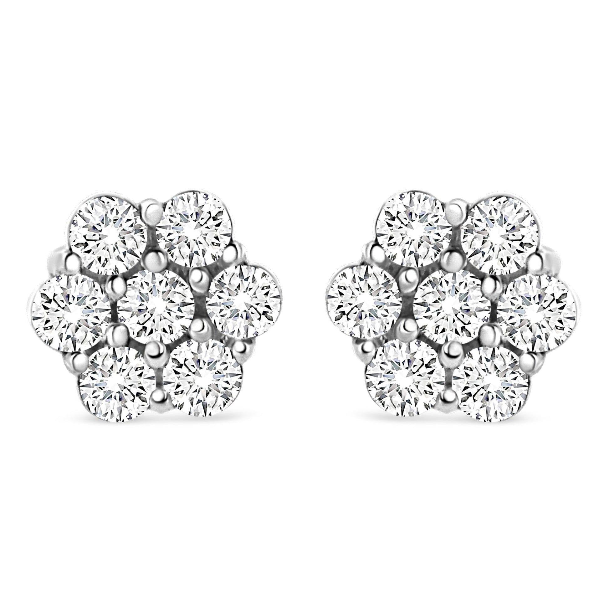 14K White Gold 1/2 cttw Round-Cut Diamond Floral Stud Earrings (I-J Color, SI2-I1 Clarity)-0