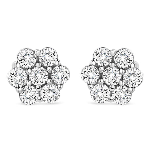 14K White Gold 1/2 cttw Round-Cut Diamond Floral Stud Earrings (I-J Color, SI2-I1 Clarity)-0